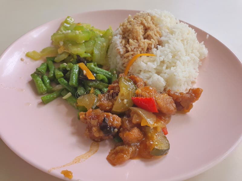 Singapore / Malaysia Mixed Vegetables Rice Stock Image - Image of
