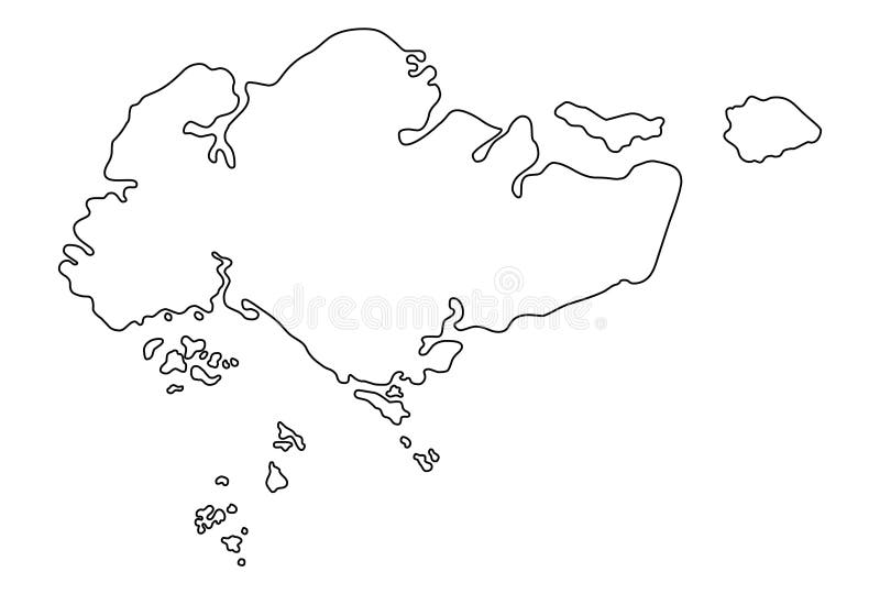 Singapore Map Outline Vector Illustration Stock Vector - Illustration