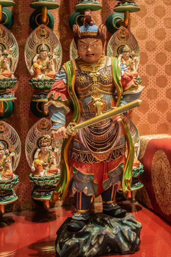 Virudhaka statue in Buddha Tooth Relic Temple, Singapore stock images Virudhaka statue in Buddha Tooth Relic Temple, Singapore stock images