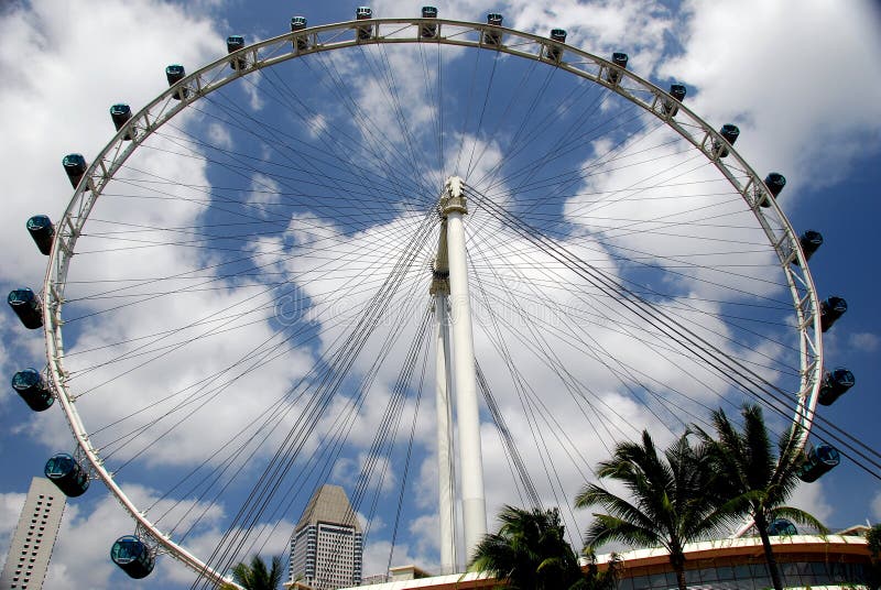 Singapore: Rotella di Ferris dell'aletta di filatoio di Singapre immagine stock libera da diritti Singapore: Rotella di Ferris dell'aletta di filatoio di Singapre immagine stock libera da diritti