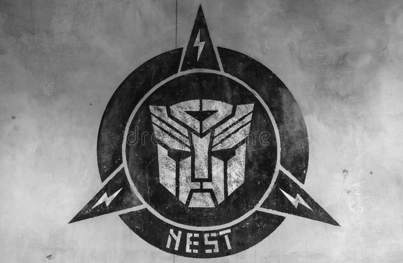 Singapore-10 SEP 2017: transformers autobot logo wall facade in Singapore universal studio royalty free stock photography Singapore-10 SEP 2017: transformers autobot logo wall facade in Singapore universal studio royalty free stock photography