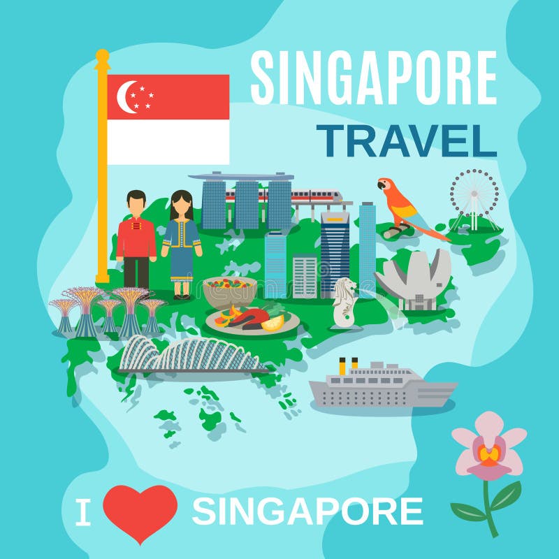 Singapur-Reise-nationale Sonderzeichen-Plakat lizenzfreie abbildung Singapur-Reise-nationale Sonderzeichen-Plakat lizenzfreie abbildung