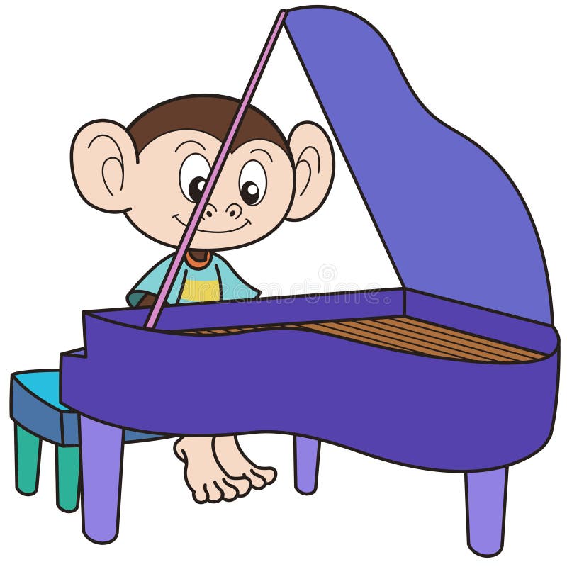 Singe de bande dessinée jouant un Pinao illustration de vecteur Singe de bande dessinée jouant un Pinao illustration de vecteur
