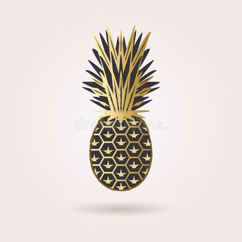 Singelsvart och guld- abstrakt ananassymbol vektor illustrationer Singelsvart och guld- abstrakt ananassymbol vektor illustrationer