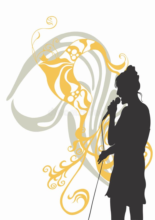 Illustration of a woman singing. Woman singing vectors
