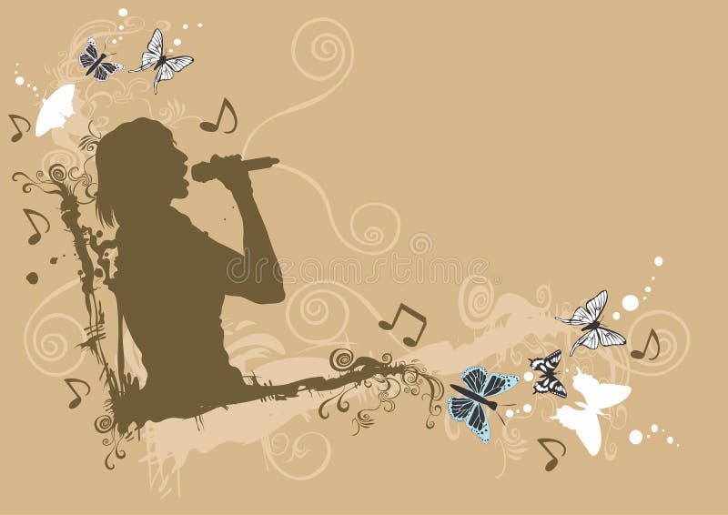 Grungy illustration of a woman singing. Woman singing vectors
