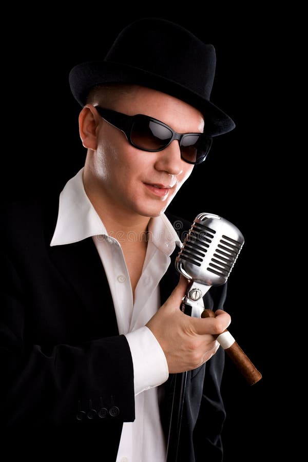 Singer with Old Fashioned Mic Stock Image Image of professional