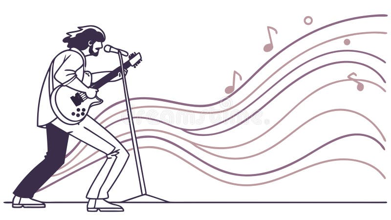 Singer Performing Line Art Vector for Music Event Designs and