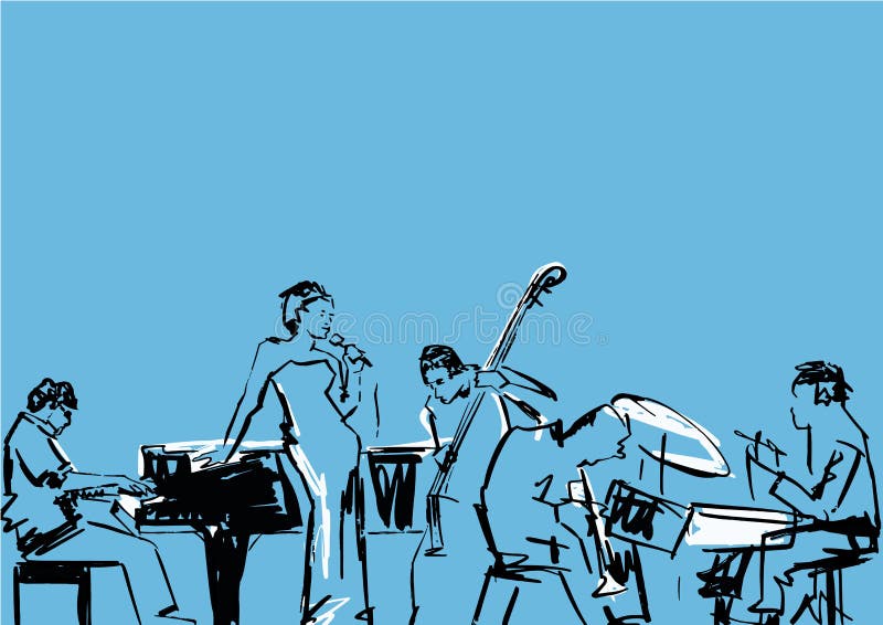 Singer, pianist, drummer, contrabass and saxophone player. royalty free illustration