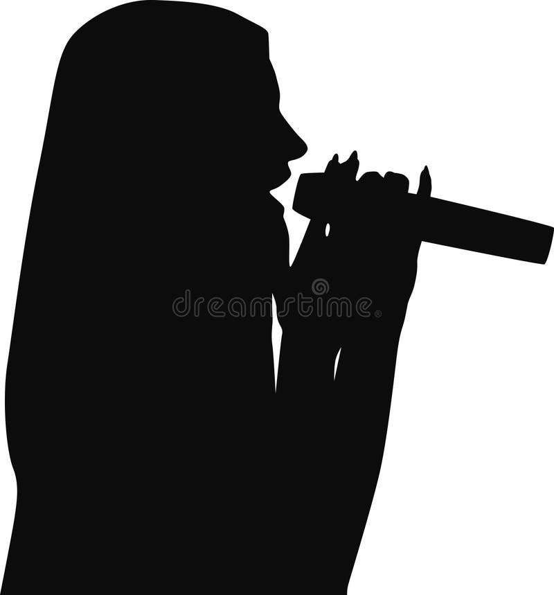 Singer woman singing with the microphone. Woman singing vectors