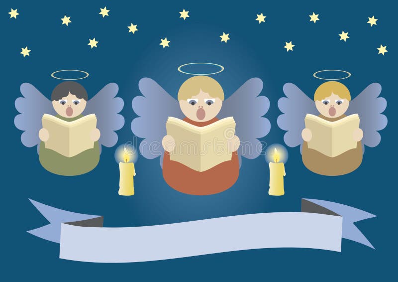 Angels Singing and Playing Instruments Stock Vector Illustration of