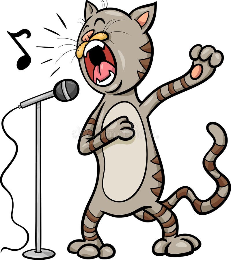 Singing Cat Cartoon Illustration Stock Vector