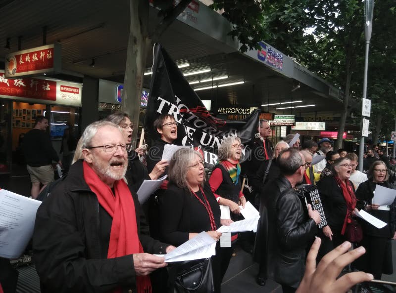 Singing choir. Singing senior choir at People`s Climate March, Melbourne, November 27th, 2015 Singing choir. Singing senior choir at People`s Climate March, Melbourne, November 27th, 2015