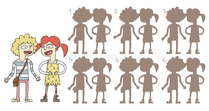 Singing Couple Shadows Visual Game vector illustration Singing Couple Shadows Visual Game vector illustration