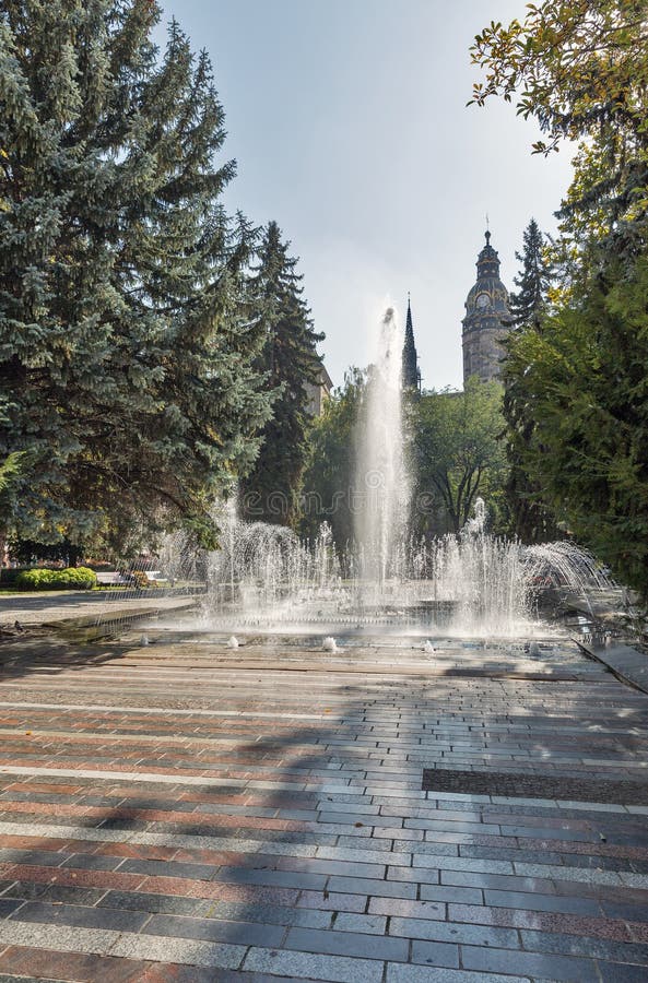 The Singing Fountain in Kosice Old Town, Slovakia.