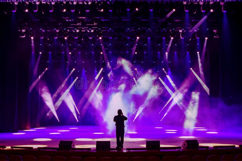 Singing Man on Concert Stage Stock Image Image of popular, rays