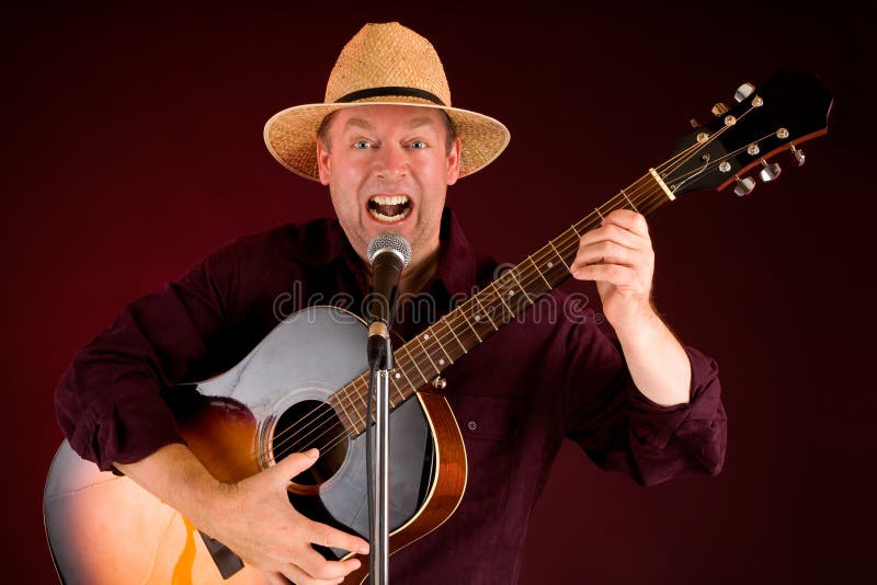 Singing And Playing Acoustic Guitar Stock Image Image of performance, player 6032539