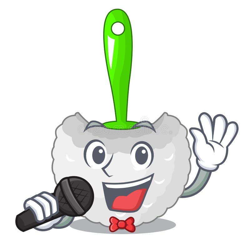 Singing Toilet Brush Isolated in a Cartoon Stock Vector Illustration