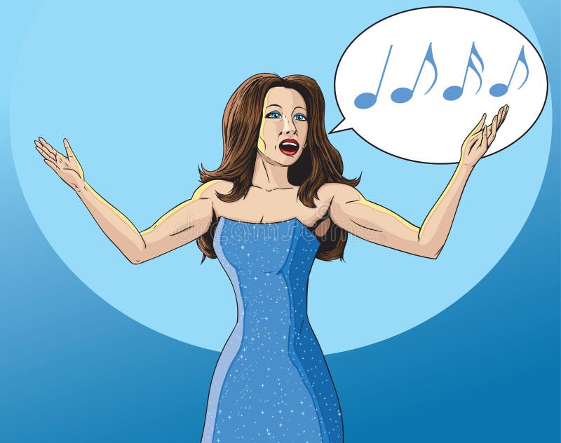 Illustration of a beautiful woman singing. Woman singing vectors