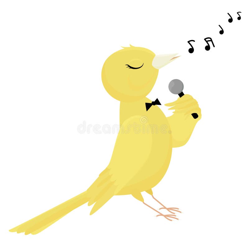 Cute Yellow Bird Singing Stock Vector (Royalty Free) 342152102