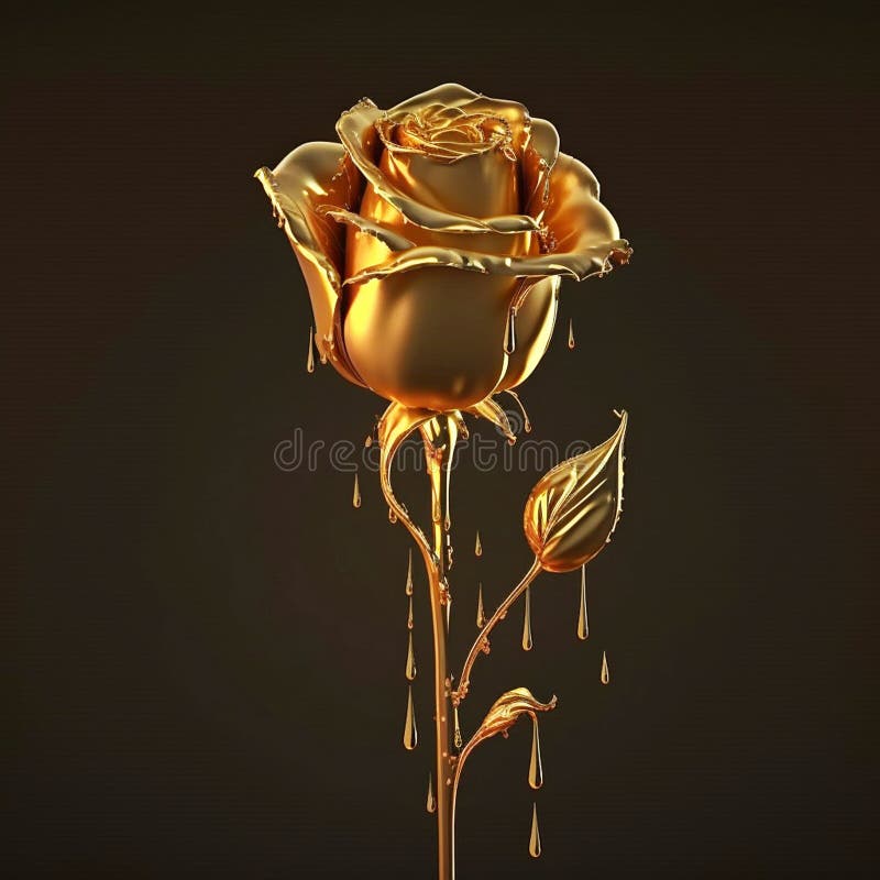 Single Aesthetic Rose Made of Liquid Flowing Gold. Generative AI Stock  Illustration - Illustration of beautiful, blossom: 272863631