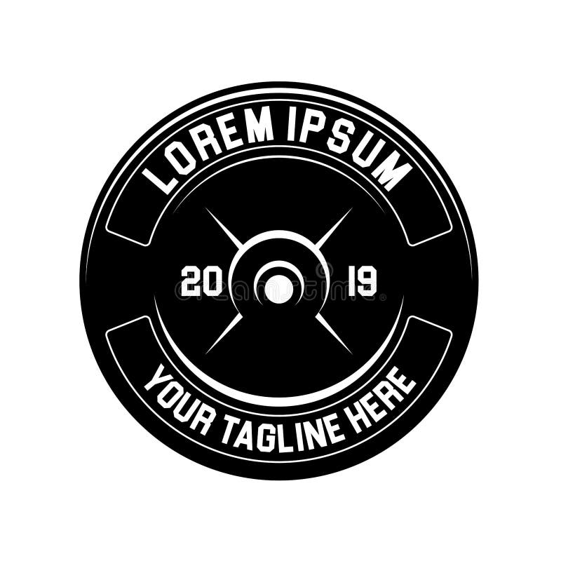 Simple Weight Plate Barbell Logo Template Stock Vector Illustration