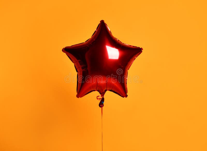 Single Big Red Star Metallic Balloon Ballon Object For Birthday Party On Orange