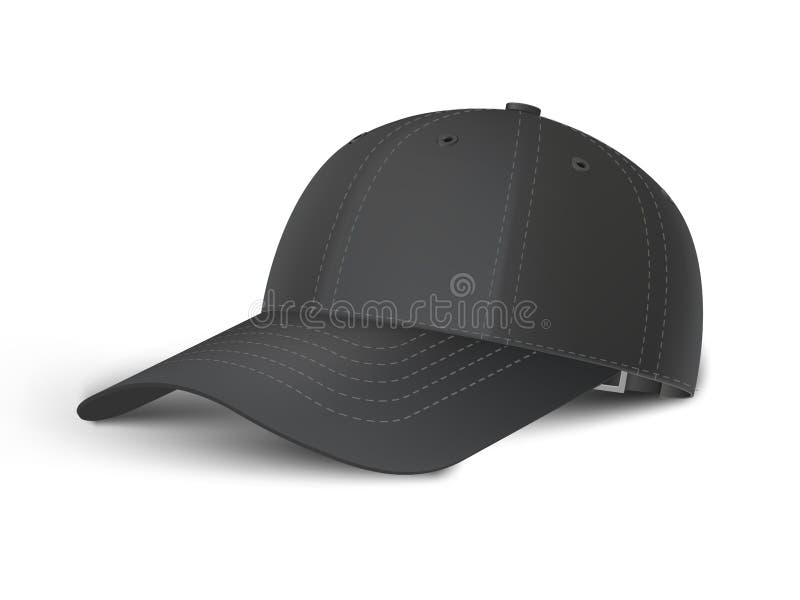 Black Baseball Cap Set Front and Back View Realistic Vector Template ...