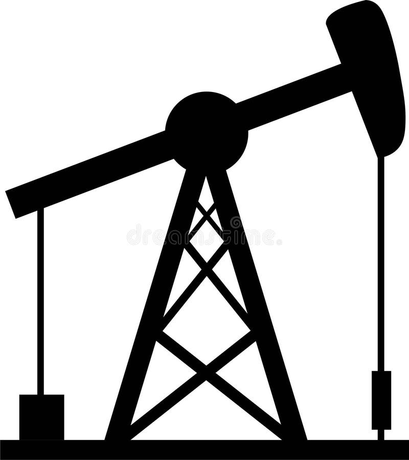 Single Black Oil Rig Isolated on White Stock Vector Illustration of