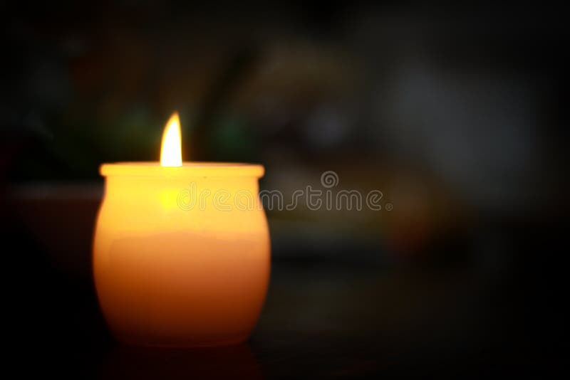 Single Burning Candle with Dark Background. Stock Image Image of