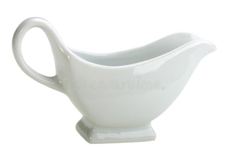 Single ceramic white sauce-boat