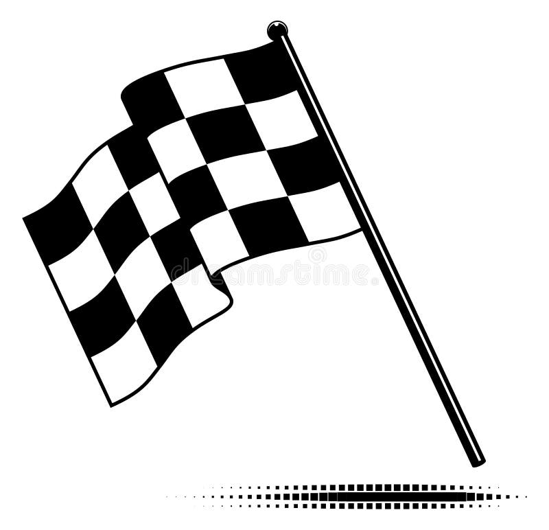 Single Checkered Flag (waving below) stock illustration