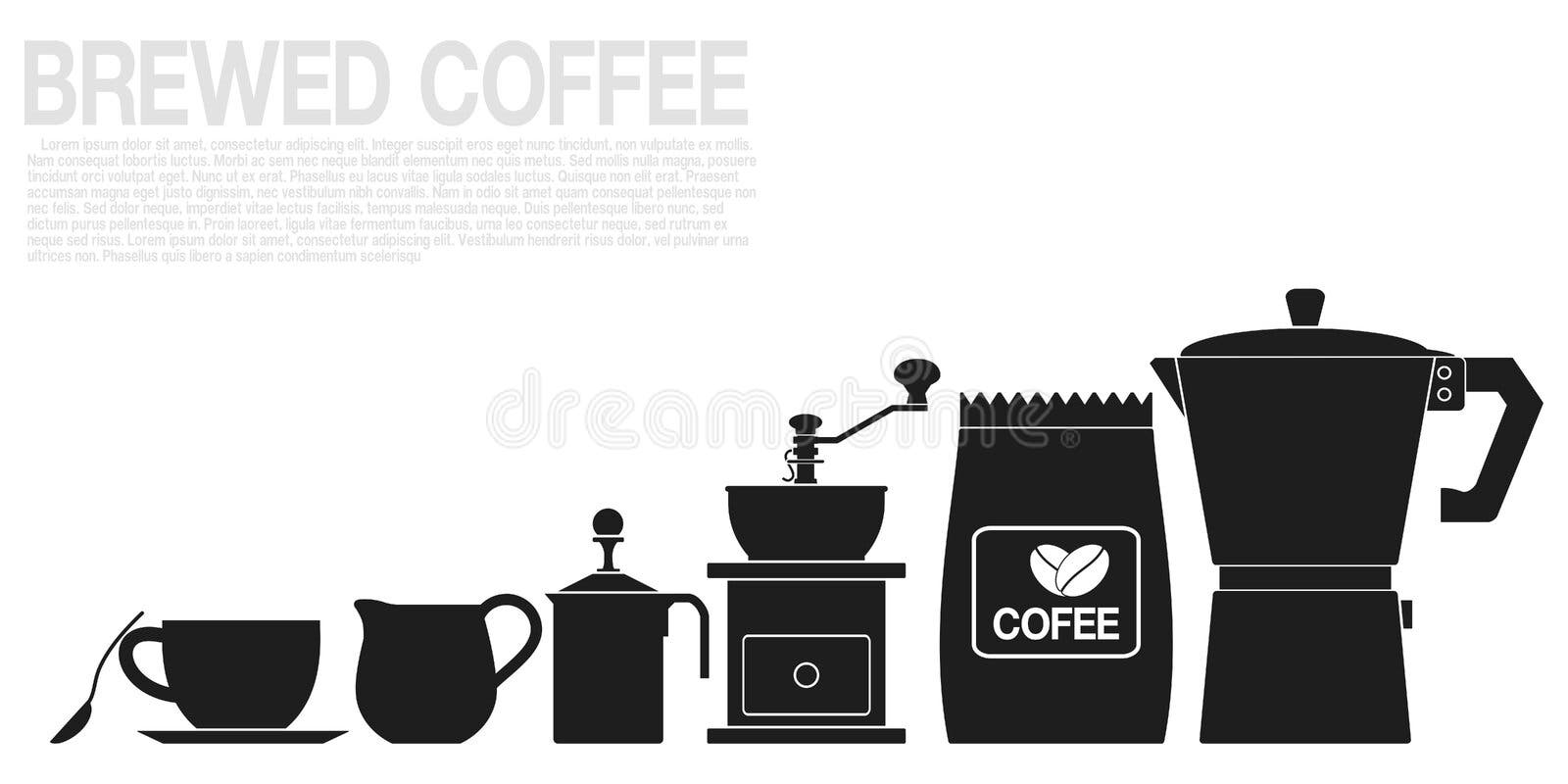 Illustration of coffee utensils - Stock Illustration [44247890