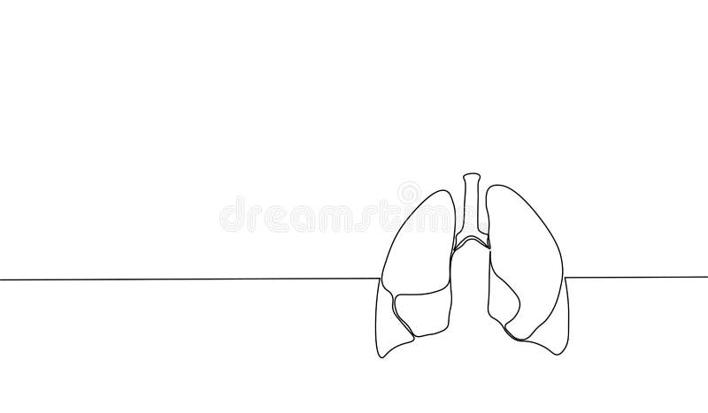 Single continuous line art anatomical human lungs silhouette. Healthy medicine against smoking concept design world no tobacco day tuberculosis one sketch outline drawing vector illustration art