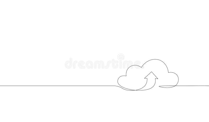 Single continuous line art cloud storage silhouette. Cloud computing global big data information web exchenge concept vector illustration
