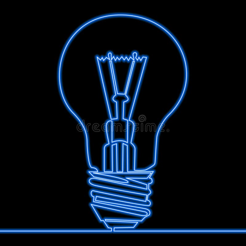 Universeel Reis Democratie Single Continuous Line Blue Light Neon Lamp Stock Vector - Illustration of  bulb, creative: 143029689