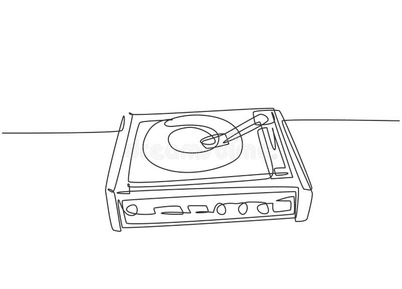 Single Continuous Line Drawing of Retro Old Classic Portable Music ...