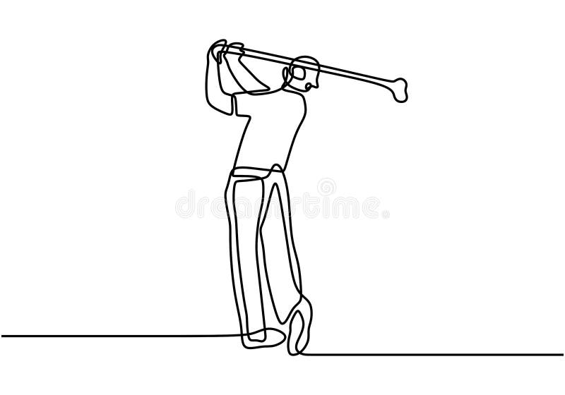 Single Continuous Line Drawing Of Young Happy Golf Player Swing The Golf Club To Hit The Ball A Man Swings A Stick At The Ball Stock Vector Illustration Of Activity Golf Single Continuous Line Drawing Of Young Happy Golf Player Swing The Golf Club To Hit The Ball A Man Swings A Stick At The Ball Stock Vector Illustration Of Activity Golf