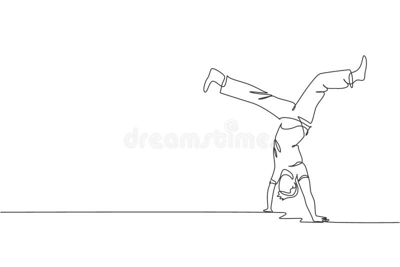 Single Continuous Line Drawing of Young Sportive Man Practice Brazilian ...