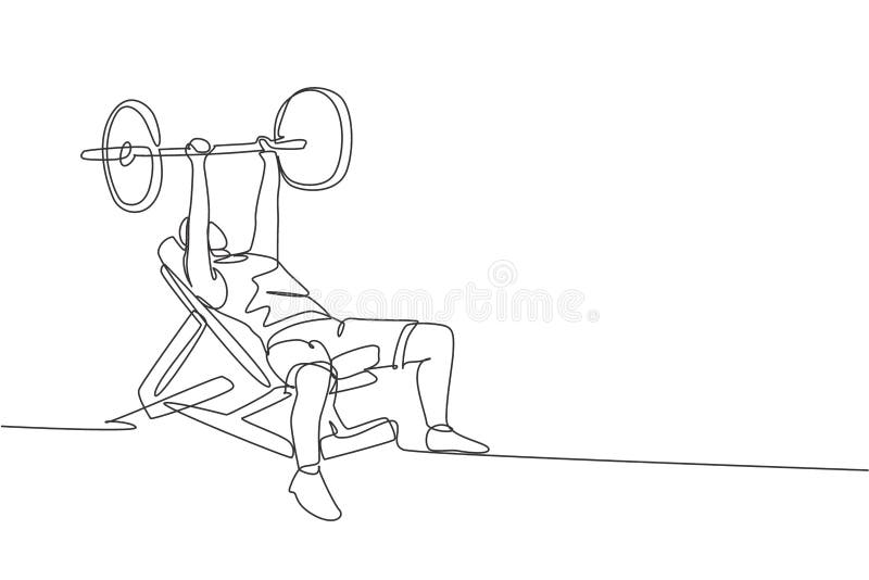 Single Continuous Line Drawing of Young Sportive Man Training Speed Run  with Treadmill in Sport Gymnasium Club Center. Fitness Stock Vector -  Illustration of continuous, outline: 202036524