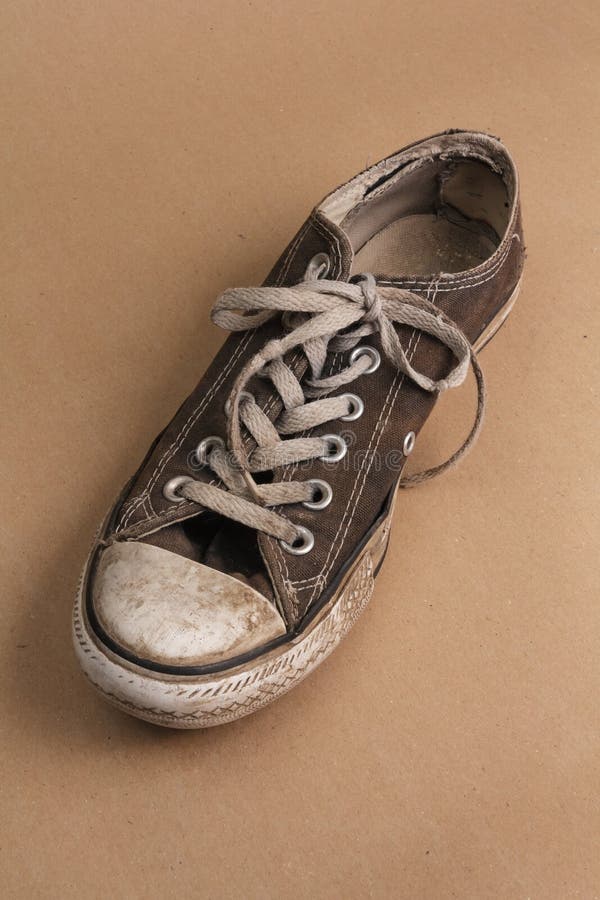 Dirty Tennis Shoe Side View Stock Image Image of condition, shoelaces