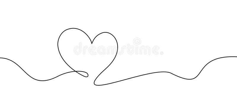 Single Doodle Heart Continuous Wavy Line Art Drawing on White ...