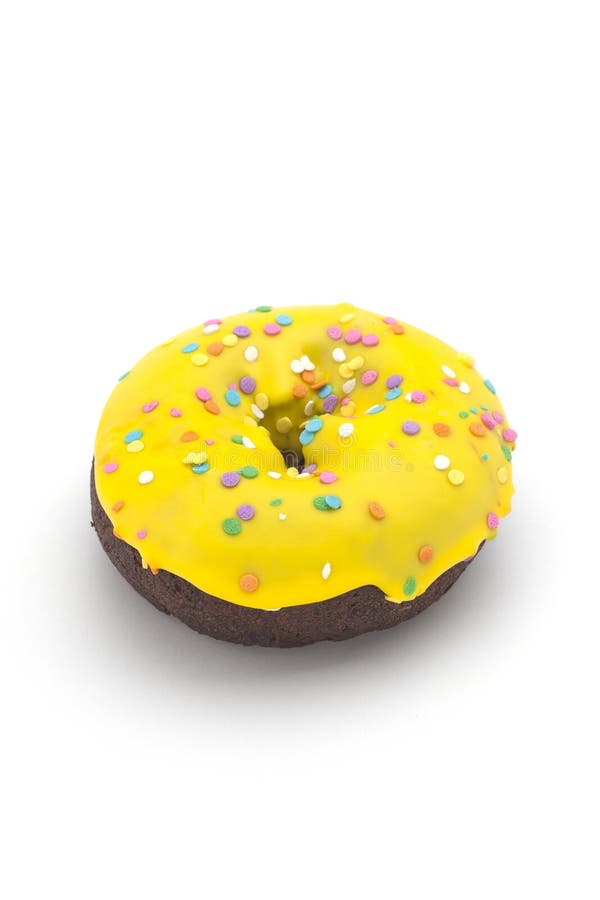 Single Doughnut with Red Icing & Sprinkles Stock Photo - Image of ...