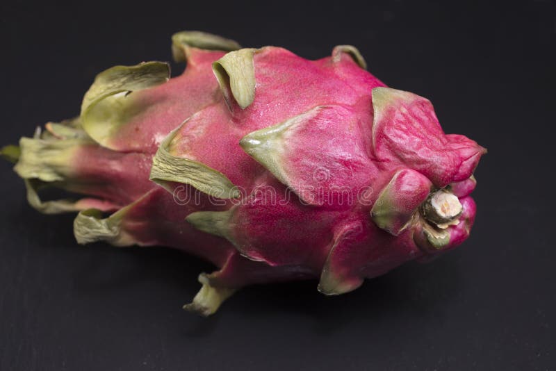 Single Dragon Fruit on a Cutting Board Stock Image Image of juicy