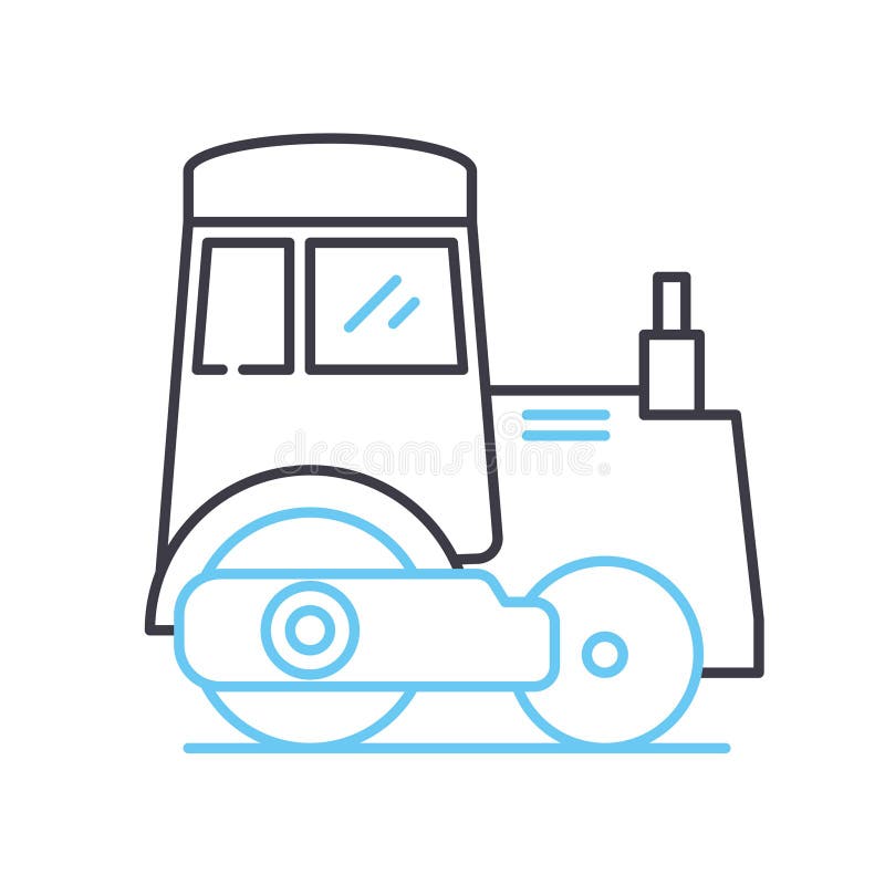 Single Drum Roller Line Icon, Outline Symbol, Vector Illustration