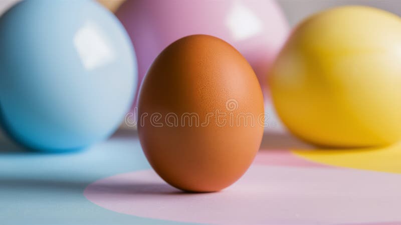 A single egg is the only one in a group of three, AI royalty free stock photo