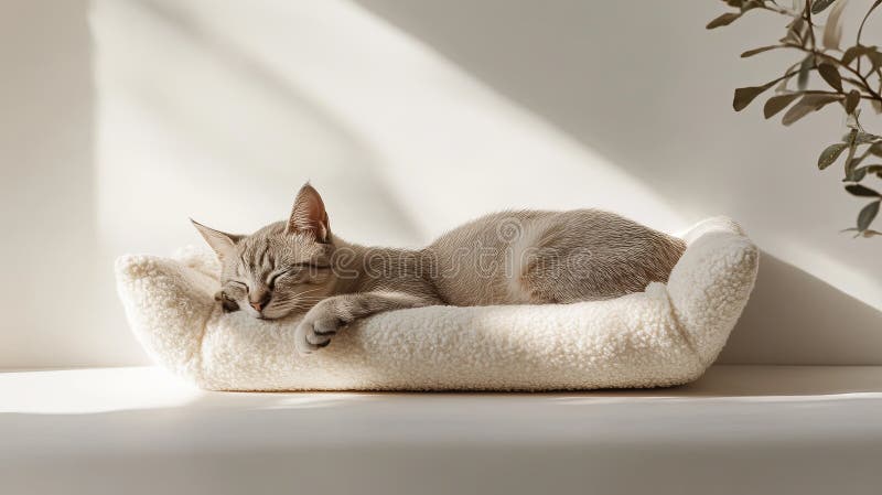 A single ergonomic pet bed subscription flyer styled with clean stock image
