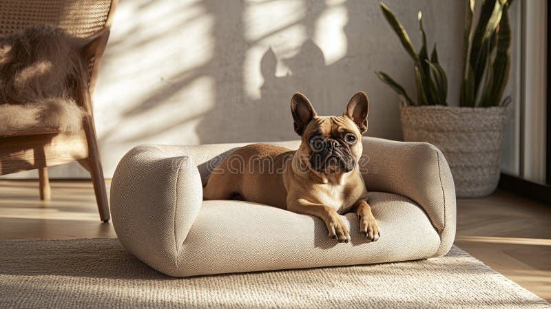 A single ergonomic pet bed subscription flyer styled with clean royalty free stock photography