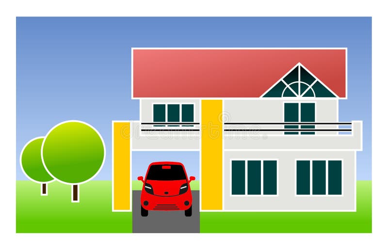 Single family home with car