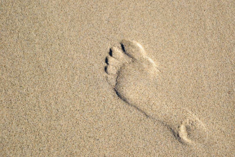 Single footprint on sand stock image. Image of explore - 5742053